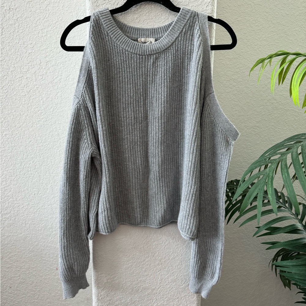Open edit cold should sweater in gray size 1X